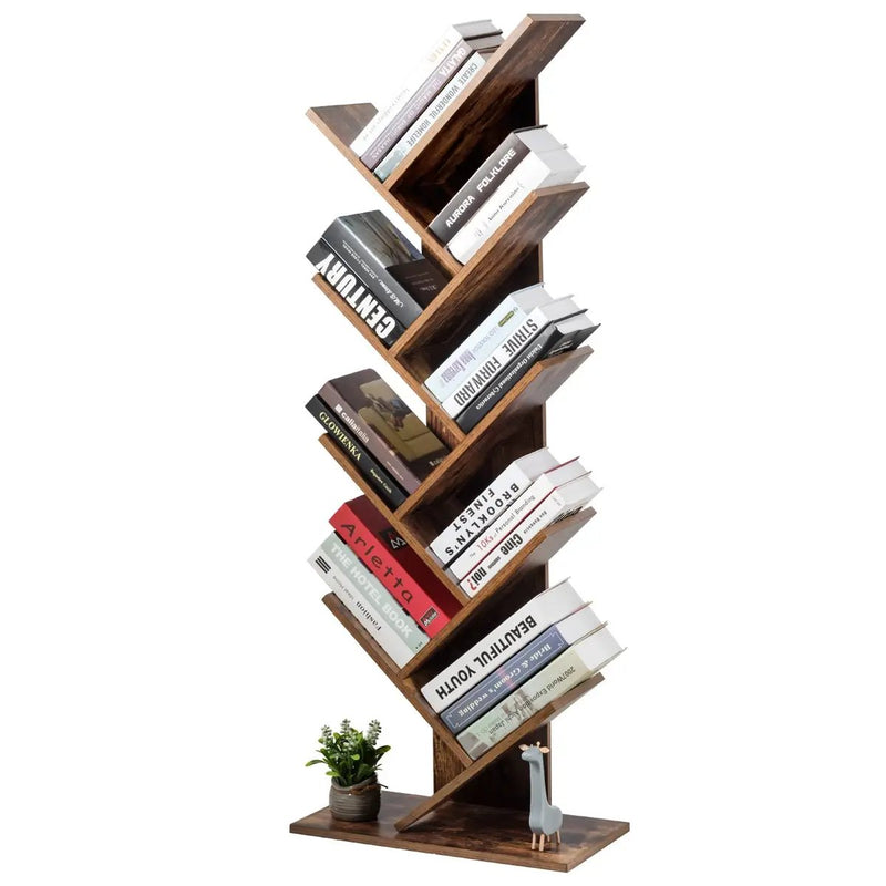 8-Tier Free Standing Tree Bookshelf-Coffee by DirectDeals