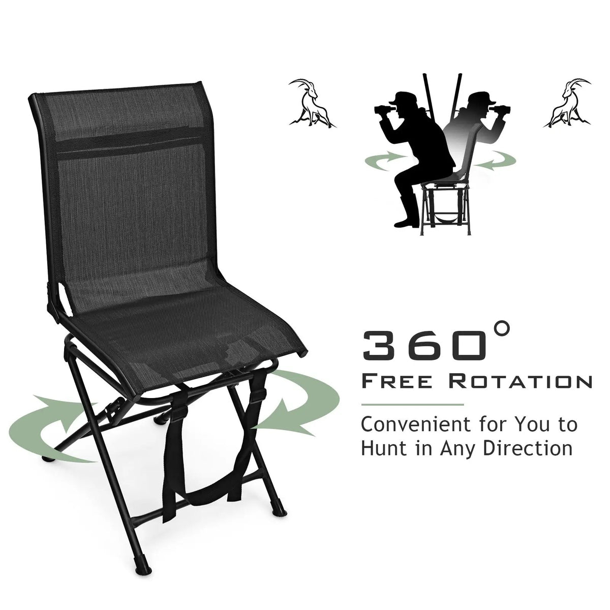 All weather Outdoor Foldable 360 Degree Swivel Chair with Iron Frame, photo 11 of 16