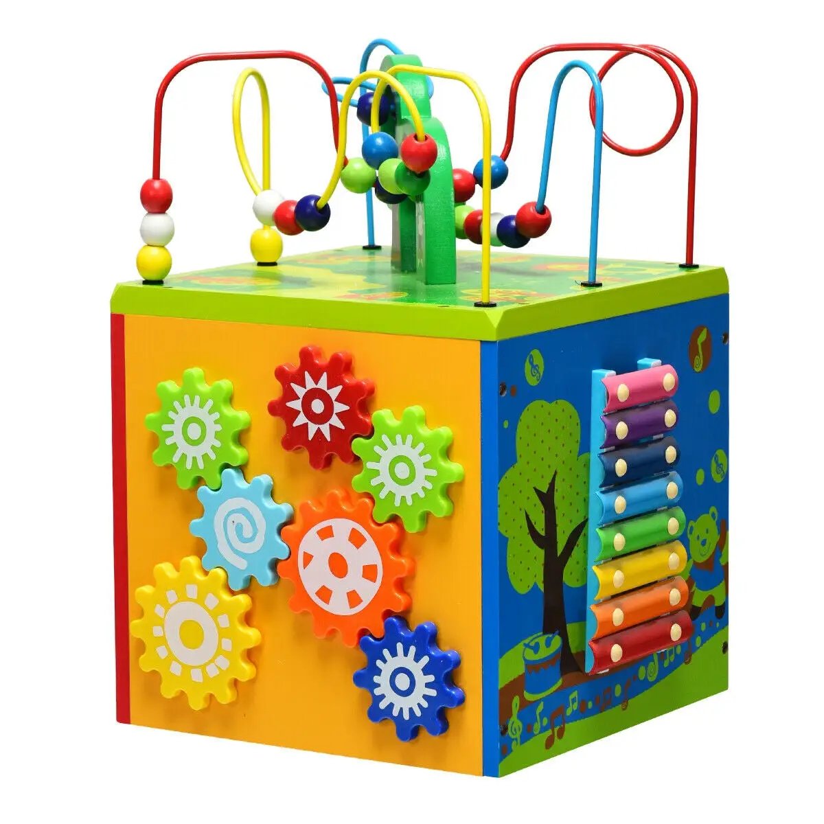 5-in-1 Wooden Activity Cube Toy by DirectDeals