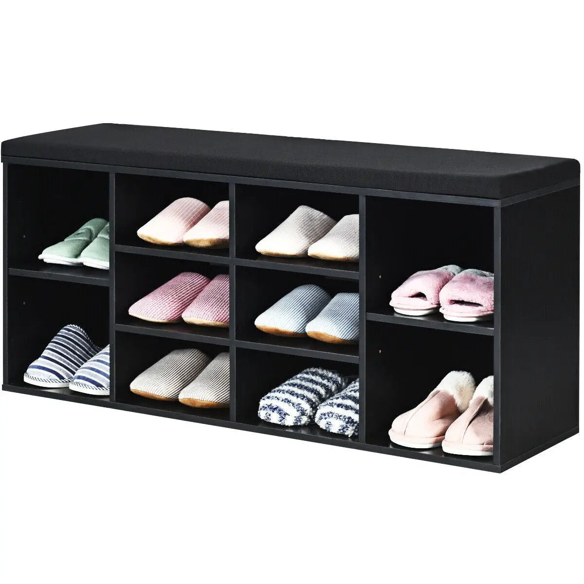 10-Cube Organizer Shoe Storage Bench with Cushion for Entryway, photo 4 of 11