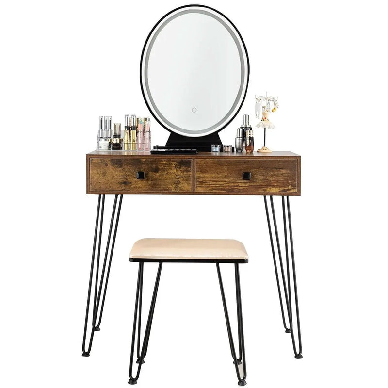 Industrial Makeup Dressing Table with 3 Lighting Modes by DirectDeals
