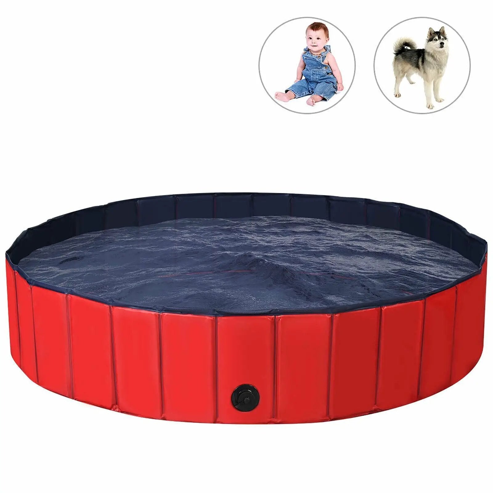 63 Inch Foldable Leakproof Dog Pet Pool Bathing Tub Kiddie Pool for Dogs Cats and Kids by DirectDeals