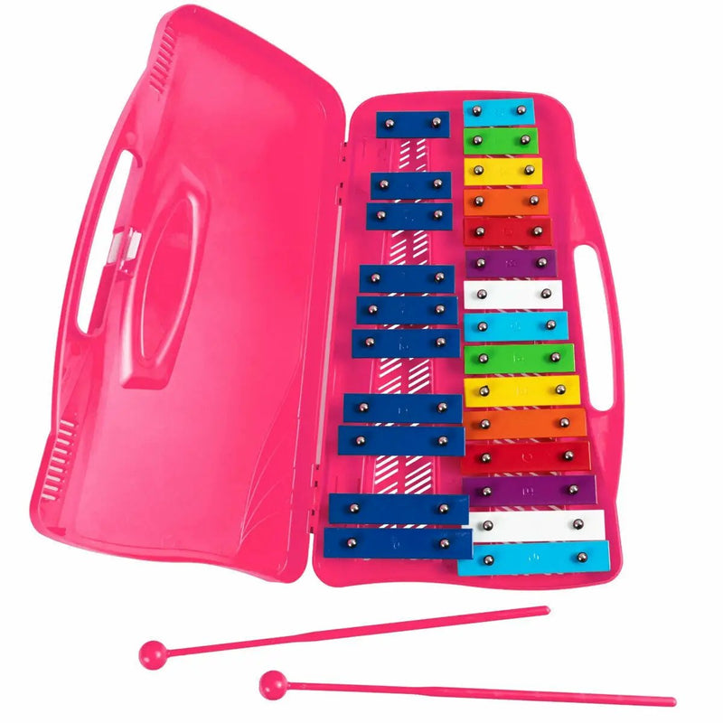 25 Notes Kids Glockenspiel Chromatic Metal Xylophone-Pink by DirectDeals