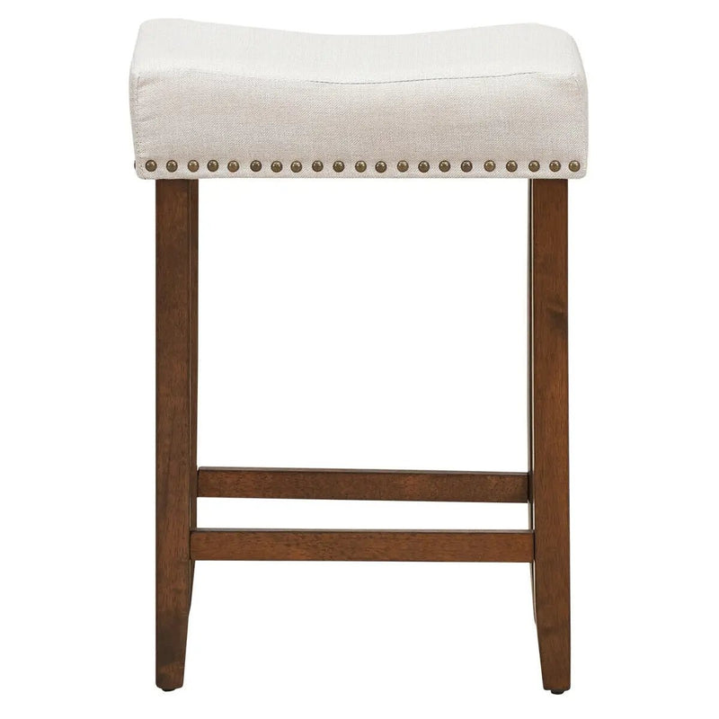 Set of 2 Nailhead Saddle Bar Stools 24 Inch Height by DirectDeals