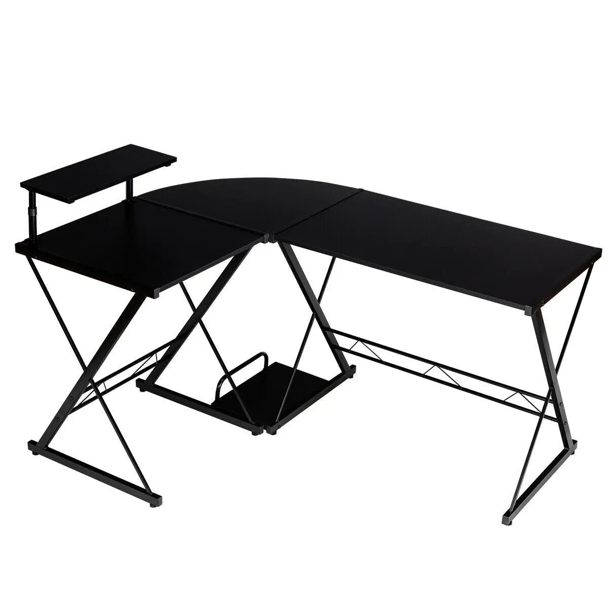 L-Shaped Desk Reversible Corner Computer Desk with Movable Shelf and CPU Stand, photo 7 of 24