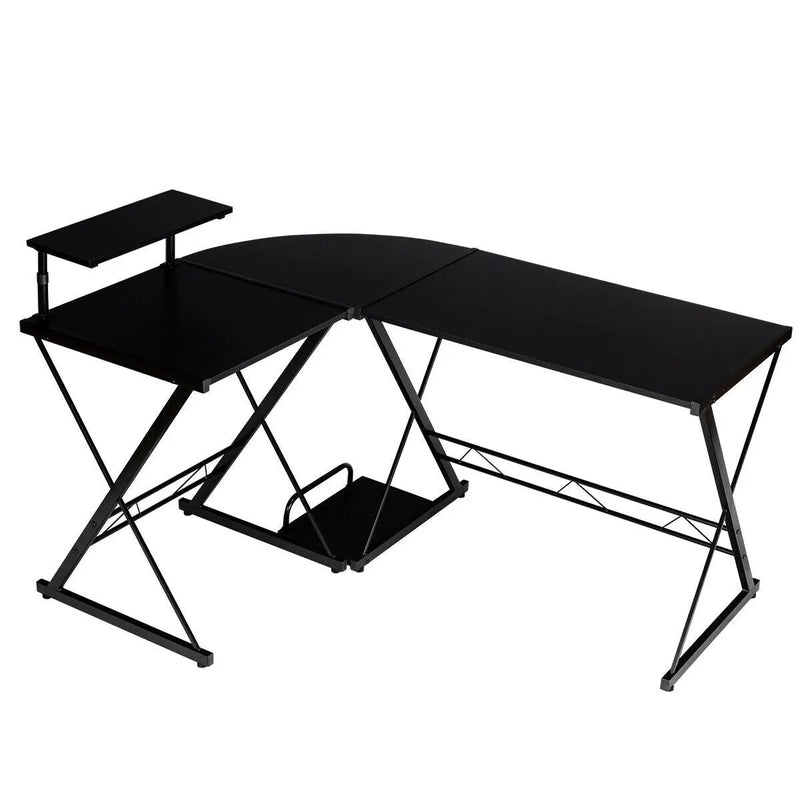 L-Shaped Desk Reversible Corner Computer Desk with Movable Shelf and CPU Stand by DirectDeals