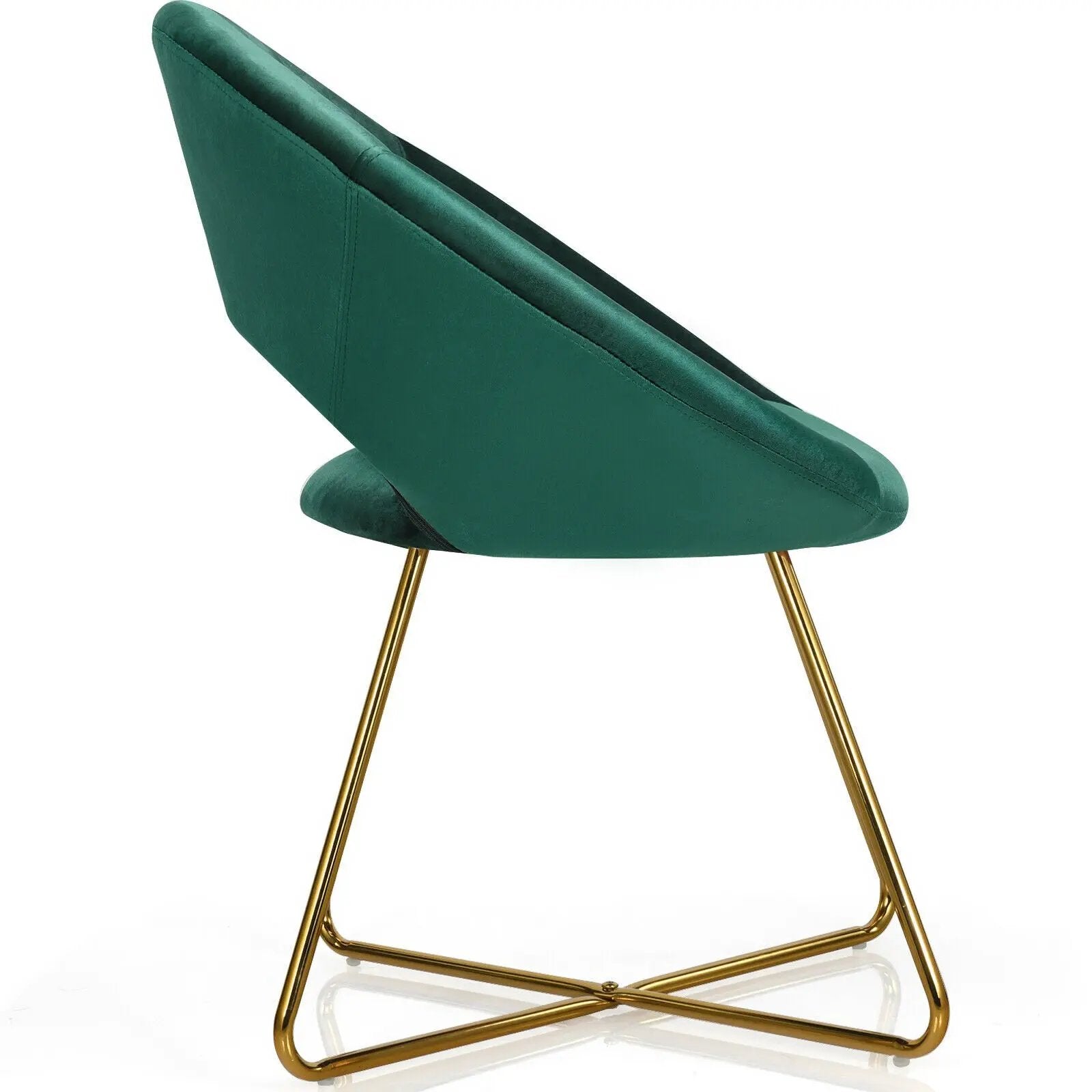 Modern Accent Velvet Dining Arm Chair with Golden Metal Legs and Soft Cushion by DirectDeals