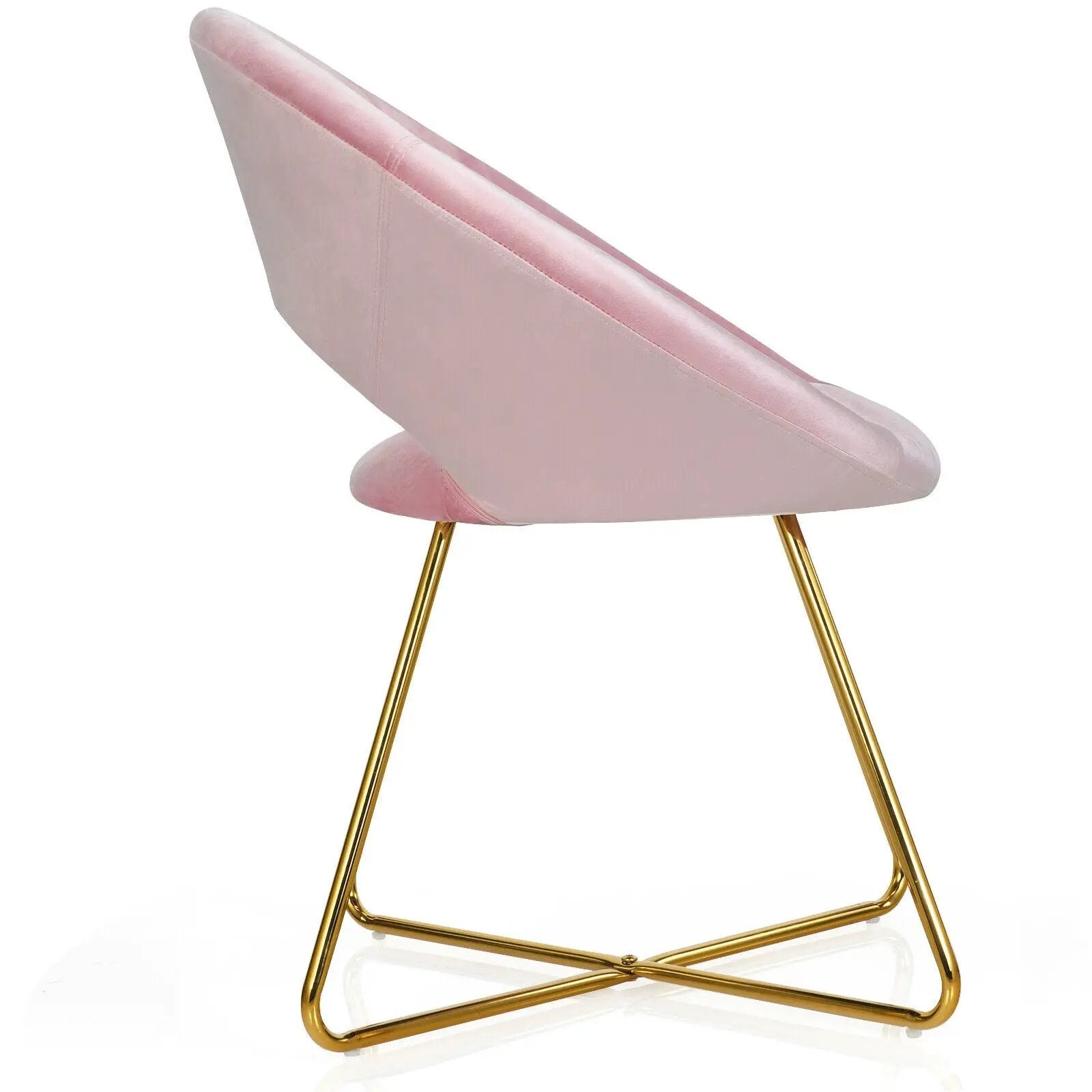 Modern Accent Velvet Dining Arm Chair with Golden Metal Legs and Soft Cushion by DirectDeals