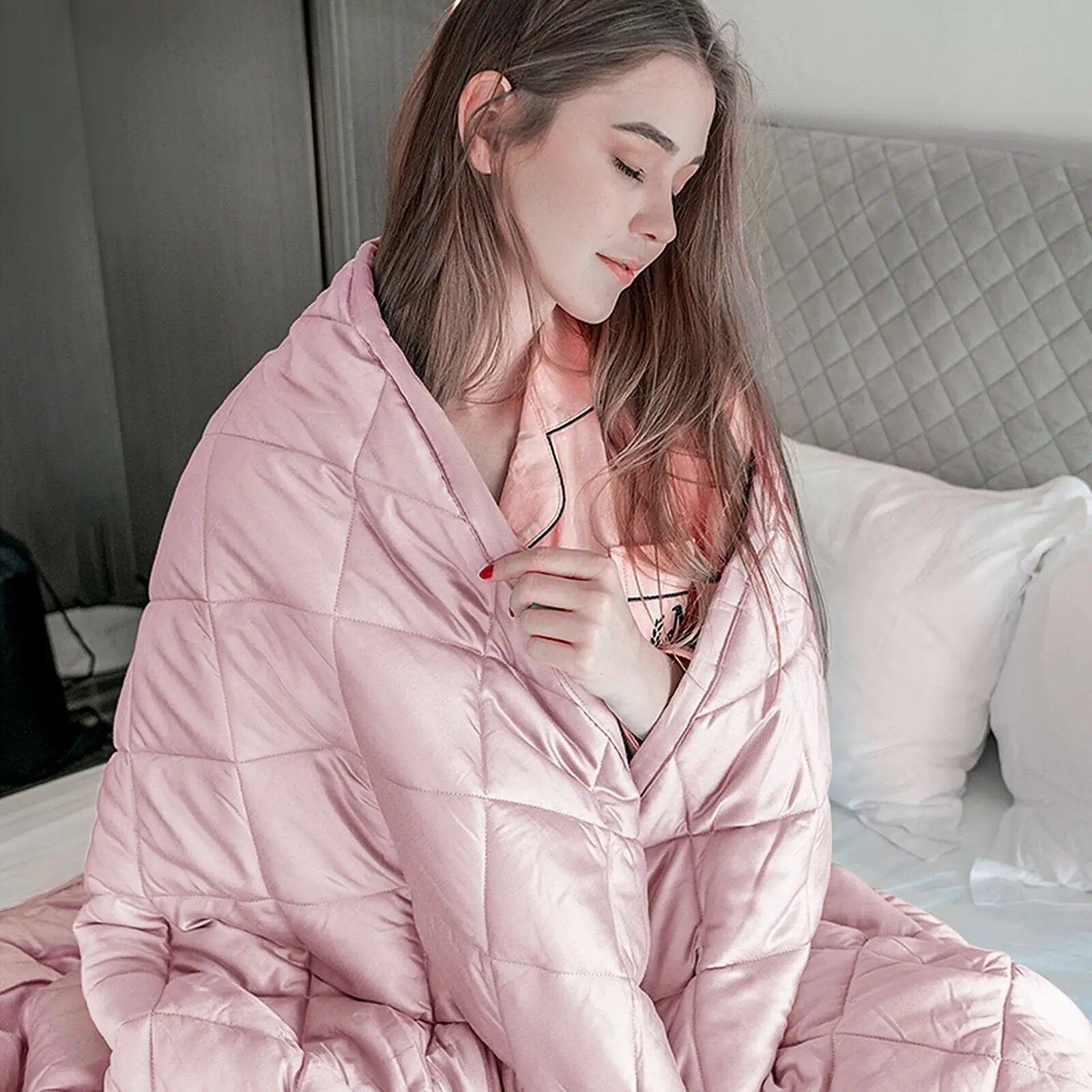 10lbs 3 Pieces Heavy Weighted Duvet Blanket-Pink by DirectDeals