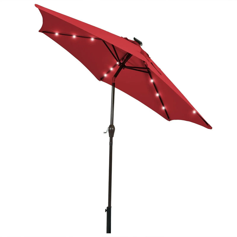 9 Feet Solar LED Lighted Patio Market Umbrella Tilt Adjustment Crank Lift by DirectDeals