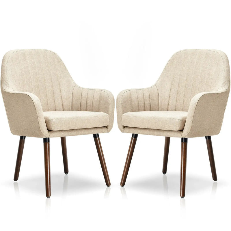 Set of 2 Fabric Upholstered Accent Chairs with Wooden Legs by DirectDeals