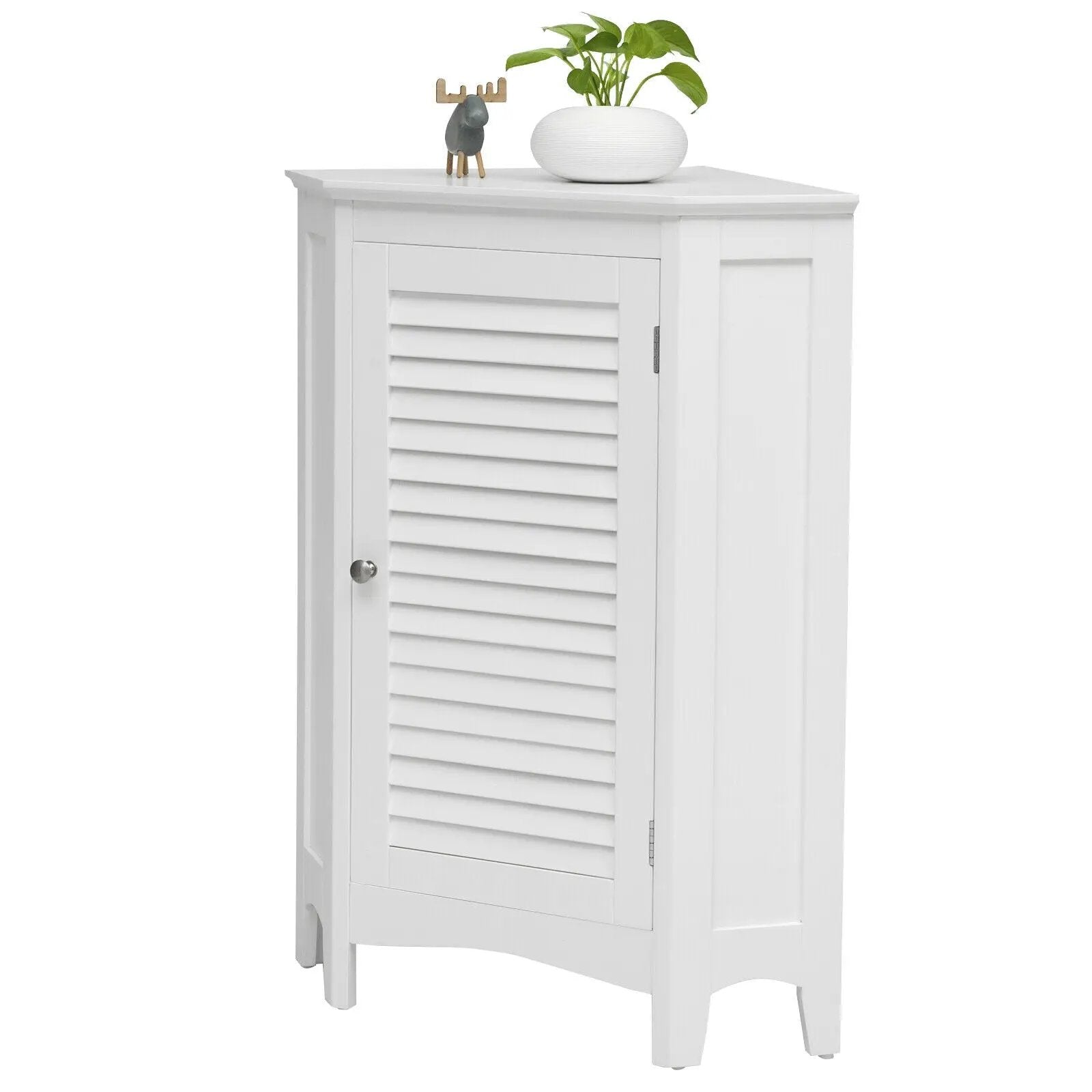 Corner Storage Cabinet Free Standing Bathroom Cabinet with Shutter Door by DirectDeals