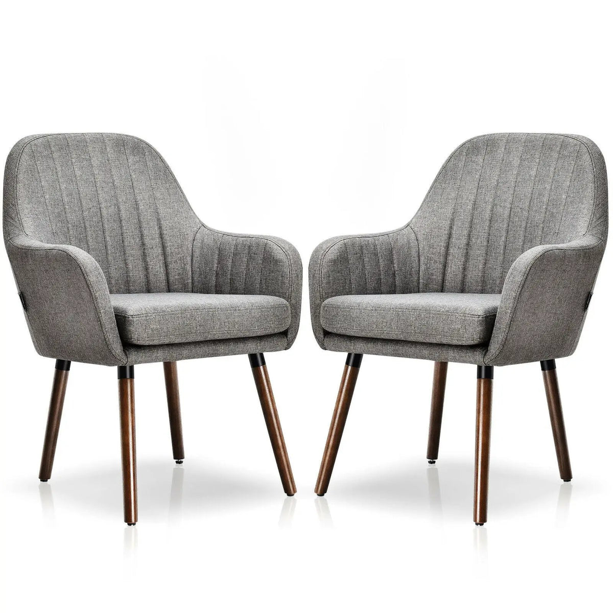 Set of 2 Fabric Upholstered Accent Chairs with Wooden Legs, photo 5 of 16