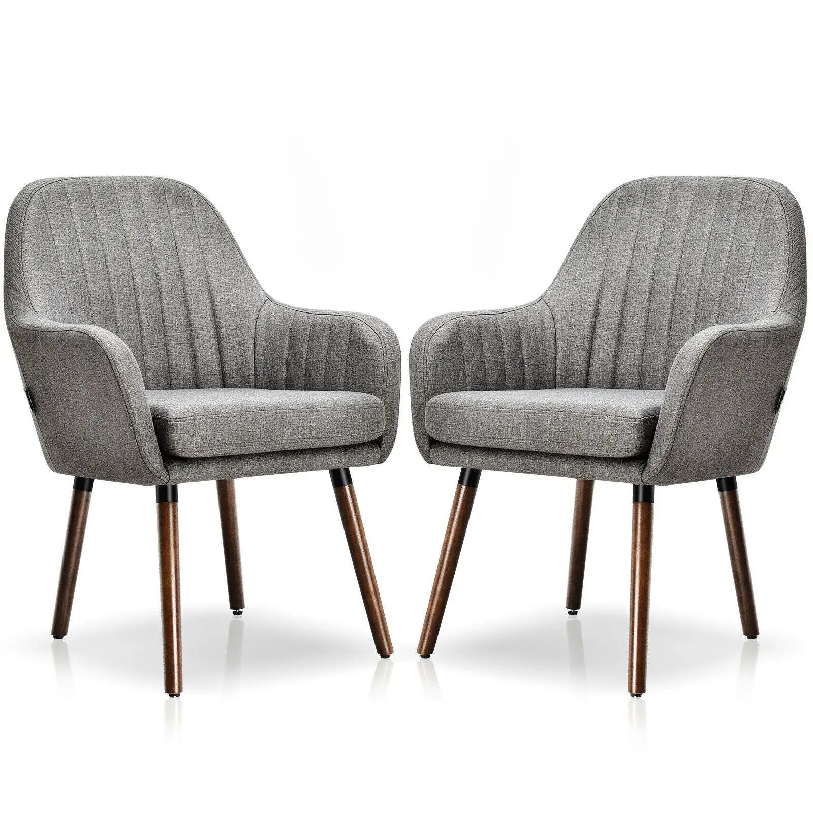 Set of 2 Fabric Upholstered Accent Chairs with Wooden Legs by DirectDeals