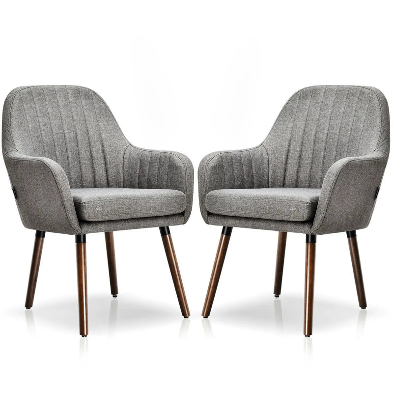 Set of 2 Fabric Upholstered Accent Chairs with Wooden Legs by DirectDeals
