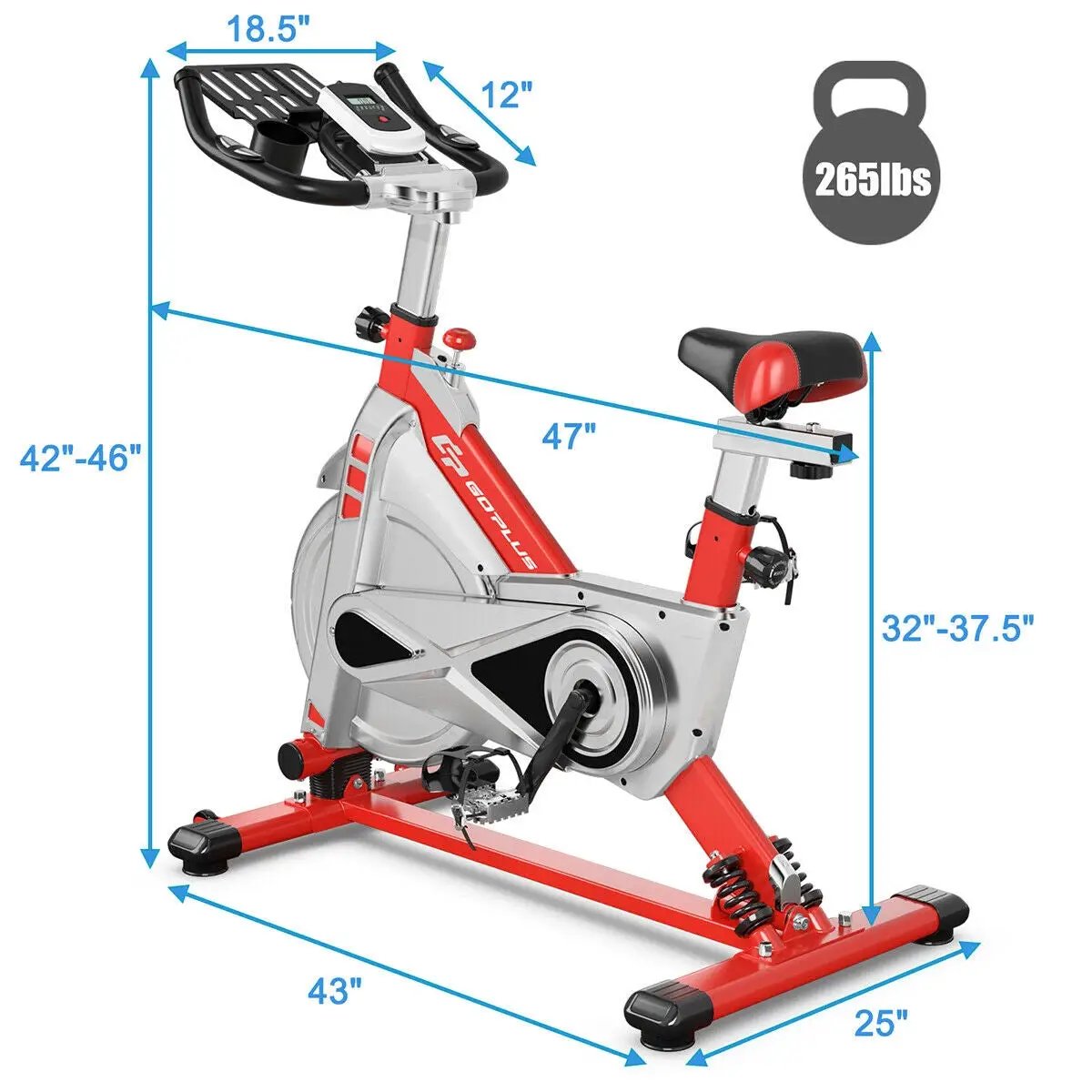 Stationary Silent Belt Adjustable Exercise Bike with Phone Holder and Electronic Display by DirectDeals