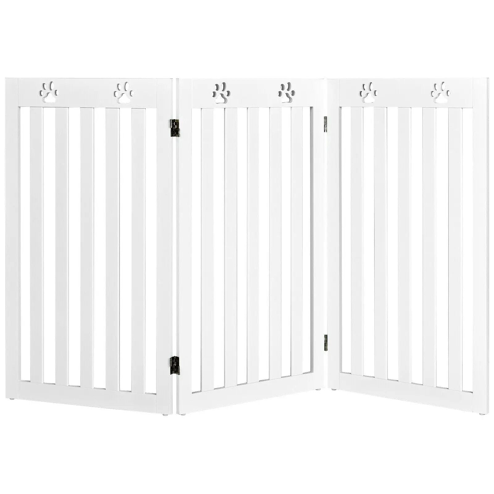 36 Inch Folding Wooden Freestanding Pet Gate Dog Gate with 360° Flexible Hinge by DirectDeals