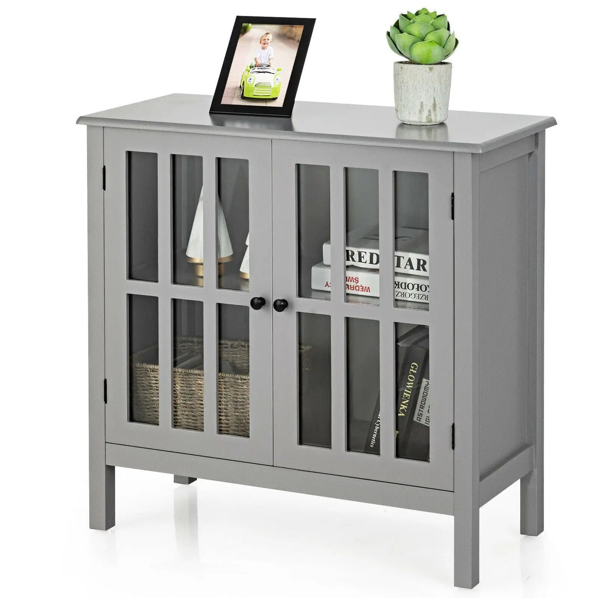 Glass Door Sideboard Console Storage Buffet Cabinet, photo 13 of 32