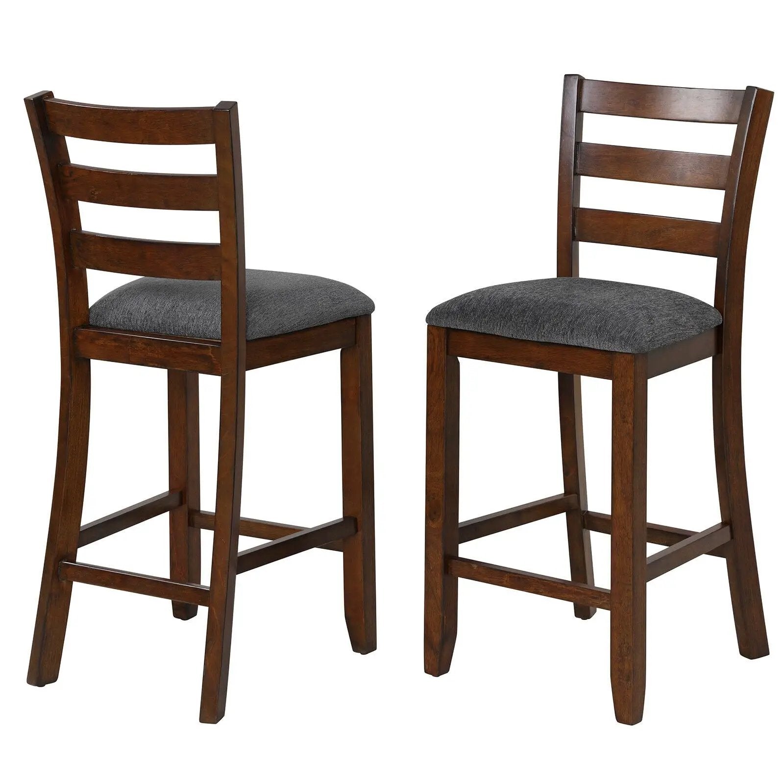 2 Pieces Counter Height Chairs with Fabric Seat and Rubber Wood Legs by DirectDeals