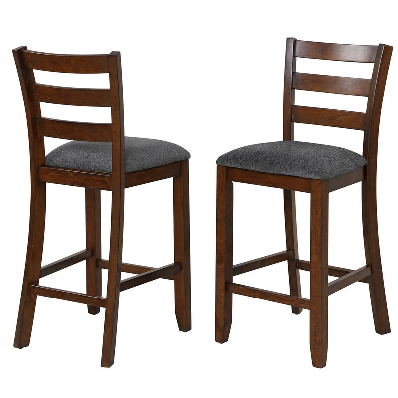 2 Pieces Counter Height Chairs with Fabric Seat and Rubber Wood Legs by DirectDeals
