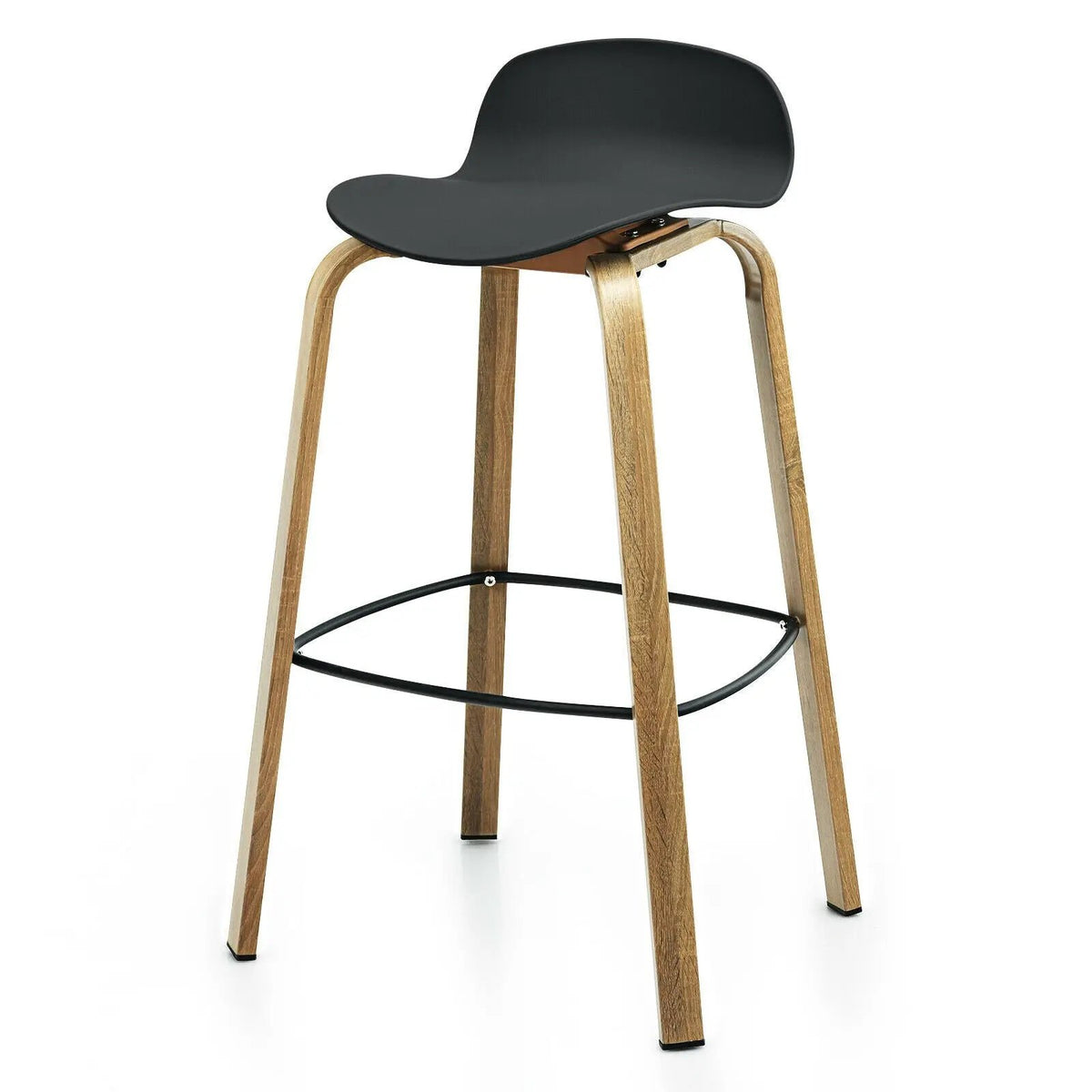 Set of 2 Modern Barstools Pub Chairs with Low Back and Metal Legs, photo 16 of 32