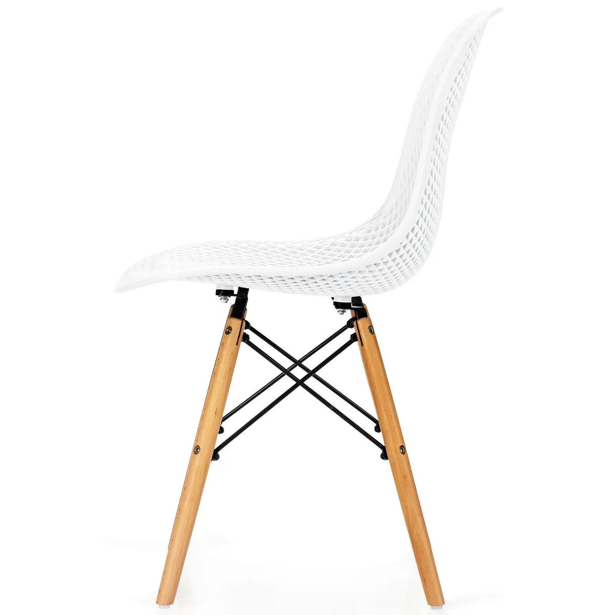 4 Pieces Modern Plastic Hollow Chair Set with Wood Leg by DirectDeals