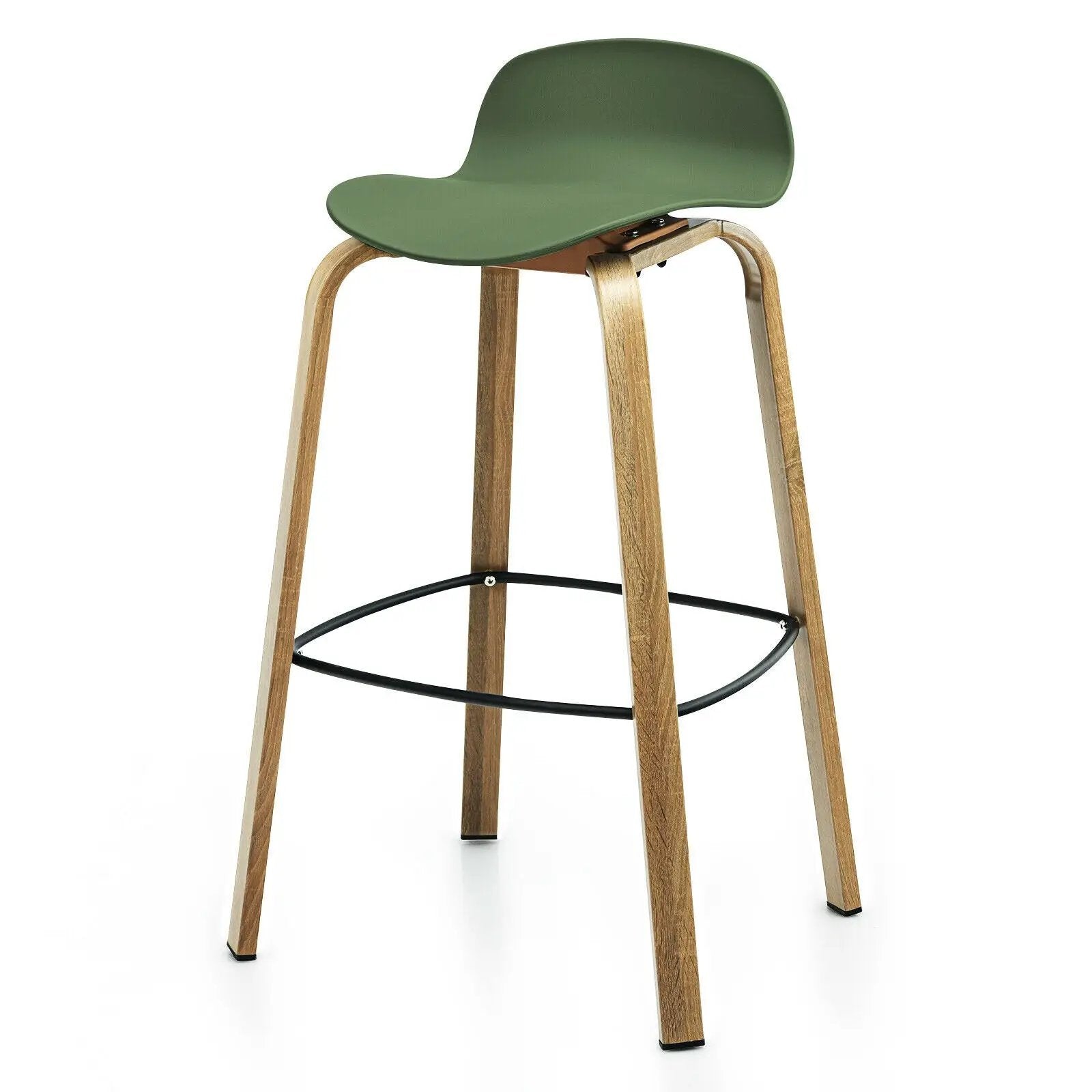 Set of 2 Modern Barstools Pub Chairs with Low Back and Metal Legs by DirectDeals