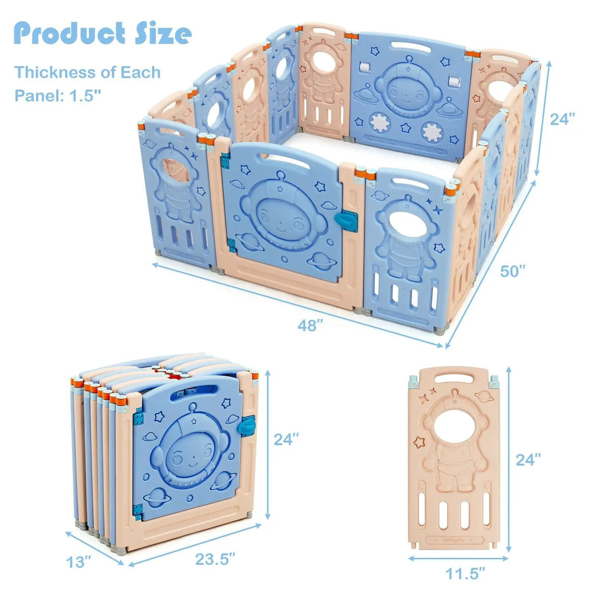 18-Panel Foldable Baby Playpen Kids Activity Center with Lockable Door, photo 2 of 24