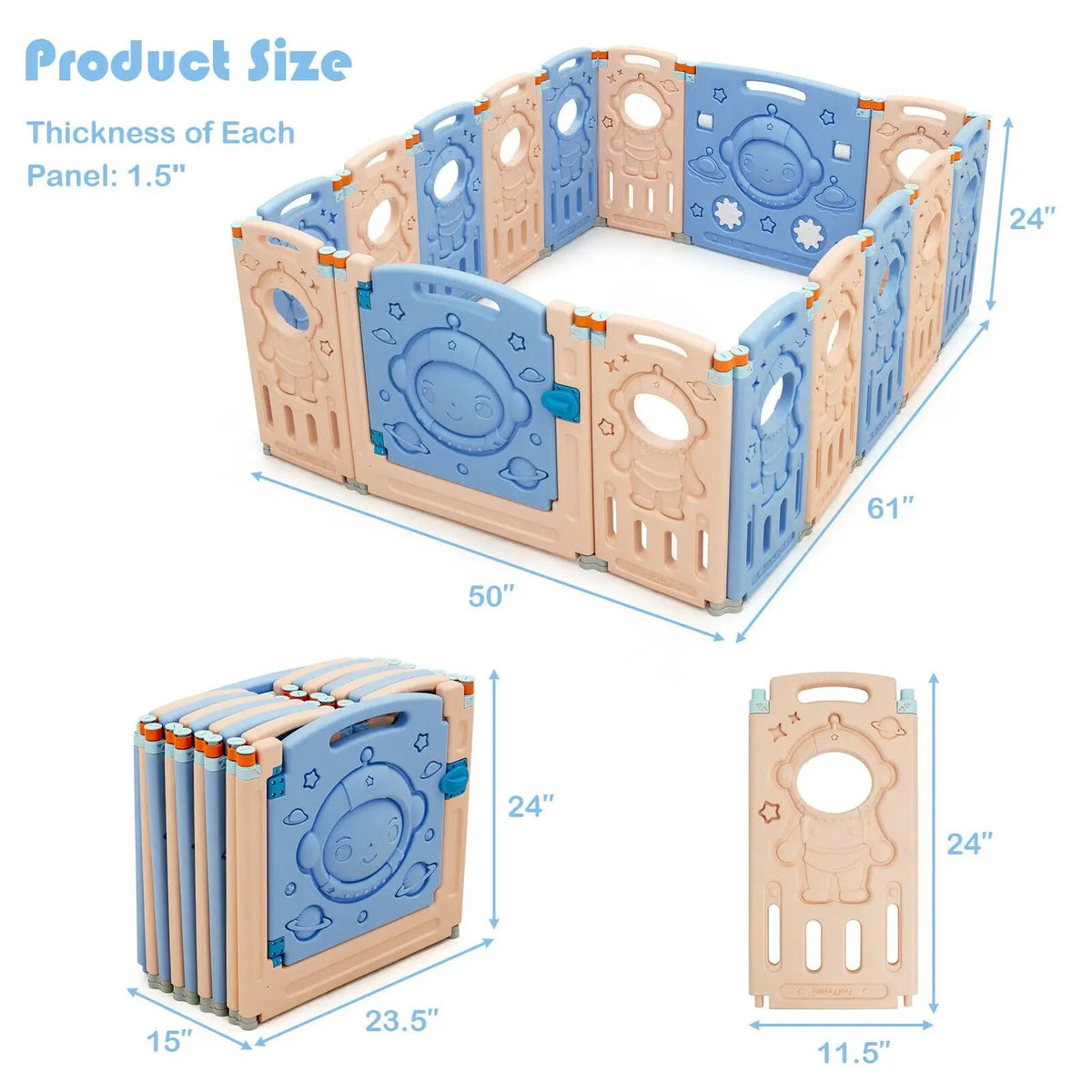18-Panel Foldable Baby Playpen Kids Activity Center with Lockable Door, photo 23 of 24