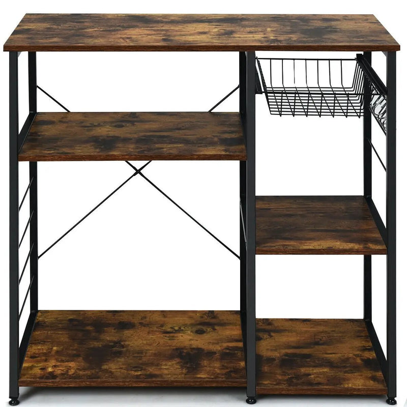 Industrial Kitchen Baker's Rack Microwave Shelf with 6 Hooks by DirectDeals