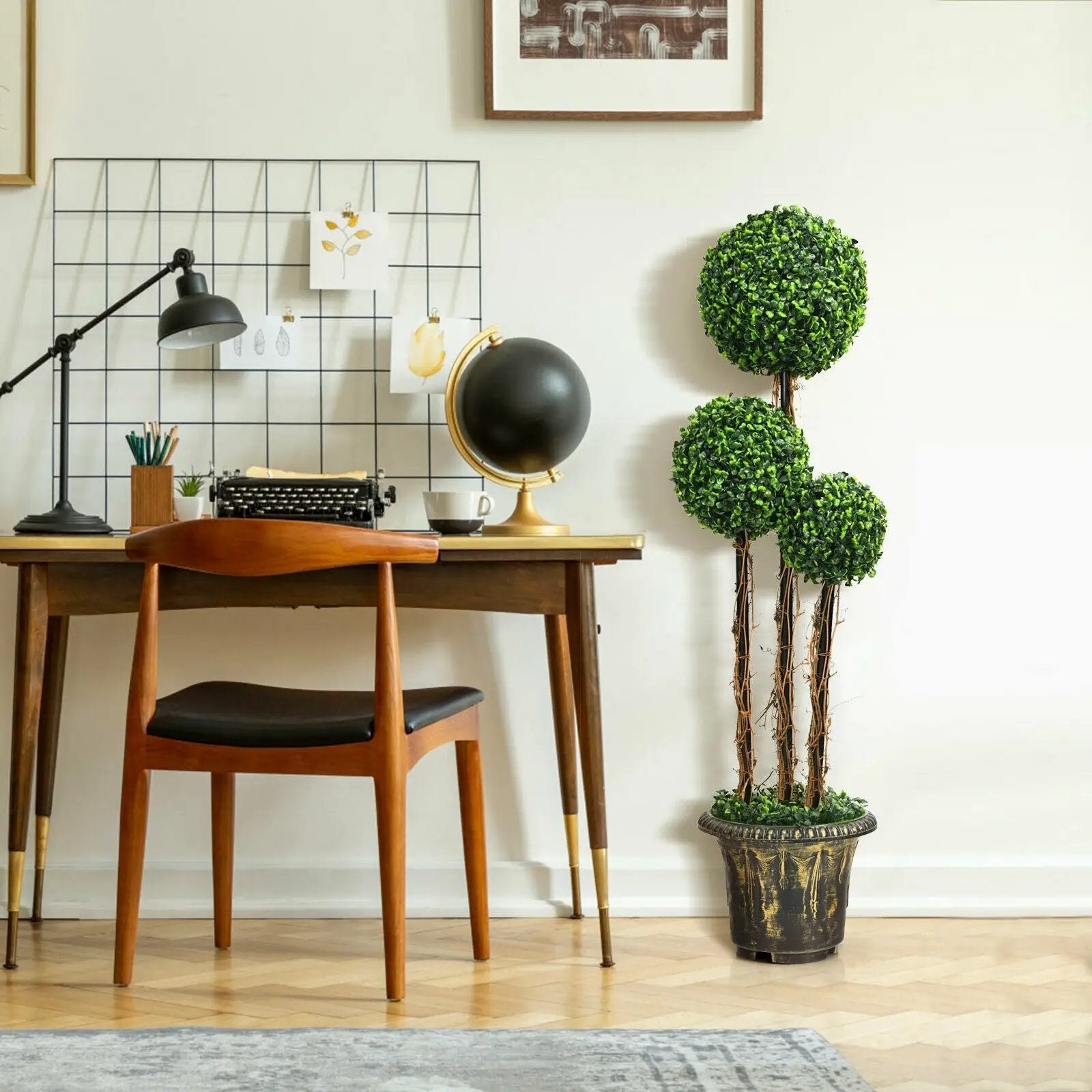 4 Feet Artificial UV Resistant Topiary Triple Ball Tree Plant by DirectDeals