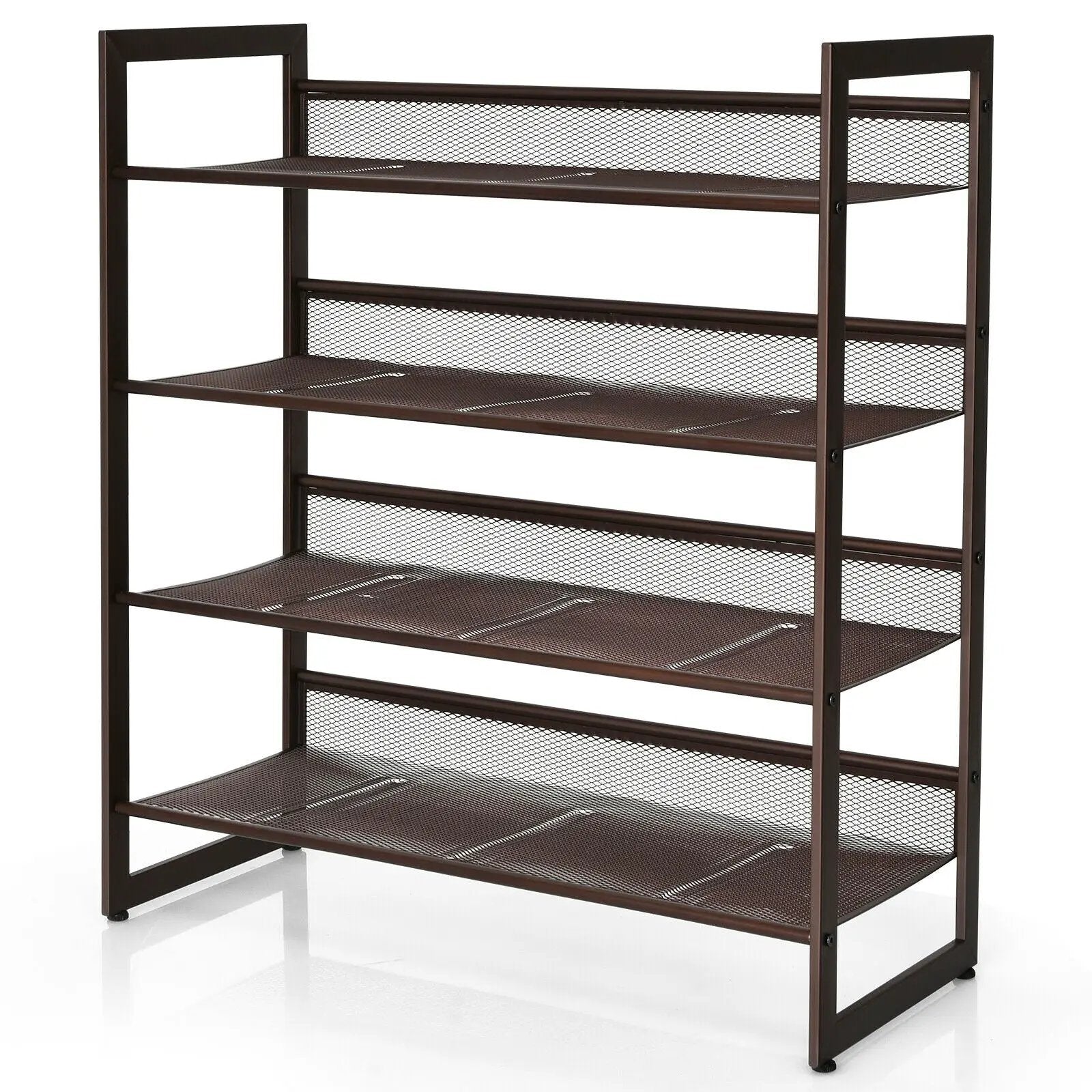 2/3/4 Tiers Flat and Slant Metal Shoe Rack for Entryway Hallway-4-Tier by DirectDeals