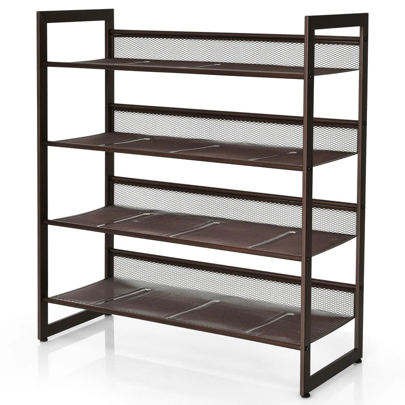 2/3/4 Tiers Flat and Slant Metal Shoe Rack for Entryway Hallway-4-Tier by DirectDeals