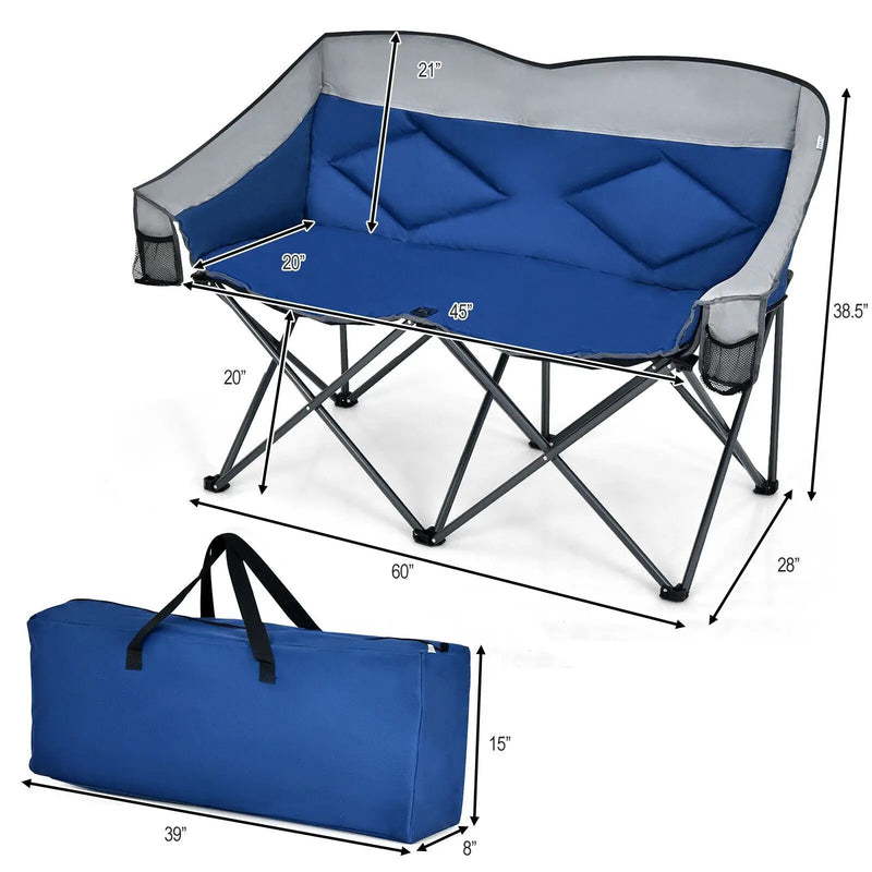 Folding Camping Chair with Bags and Padded Backrest by DirectDeals