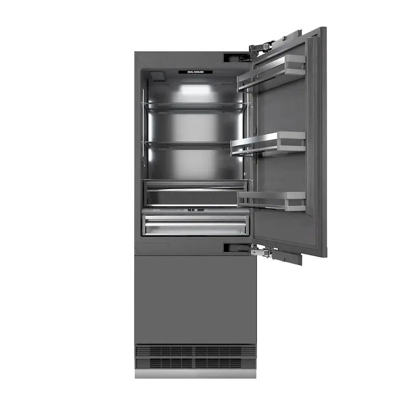 ZLINE 30" Panel Ready Built-In Bottom Freezer Refrigerator,Water Dispenser, Ice Maker,Graphite Gray, Matte Black GRBIVZ-30-MB by Farmhouse Kitchen and Bath