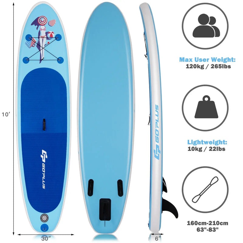 10 Feet Inflatable Stand Up Paddle Board with Adjustable Paddle Pump by DirectDeals