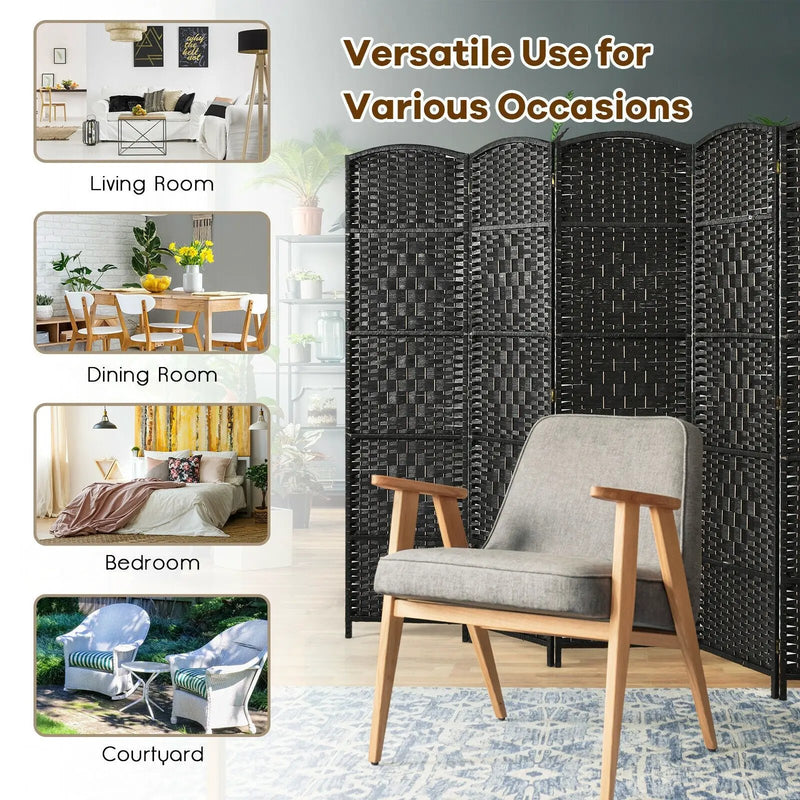 6.5Ft 6-Panel Weave Folding Fiber Room Divider Screen by DirectDeals