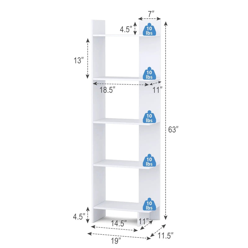 5-tier Freestanding Decorative Storage Display Bookshelf by DirectDeals