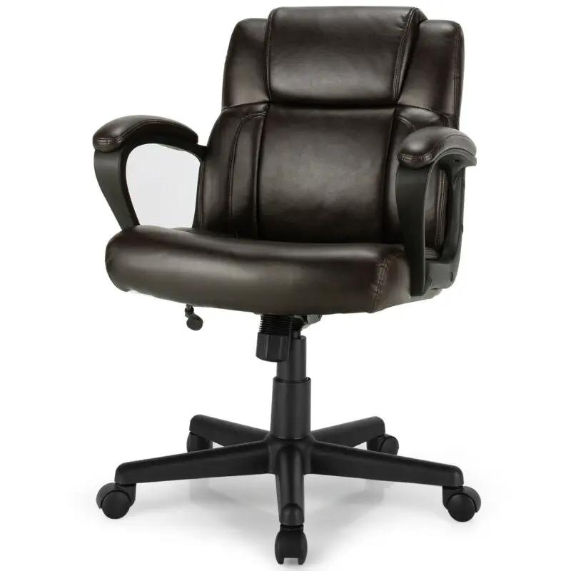 Adjustable Leather Executive Office Chair Computer Desk Chair with Armrest by DirectDeals