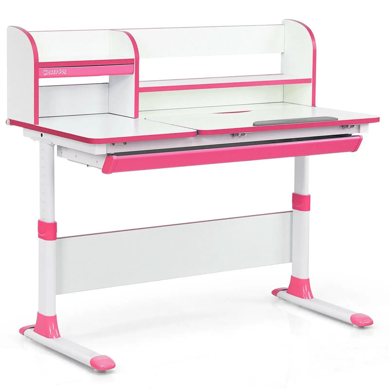 Adjustable Height Study Desk with Drawer and Tilted Desktop for School and Home by DirectDeals