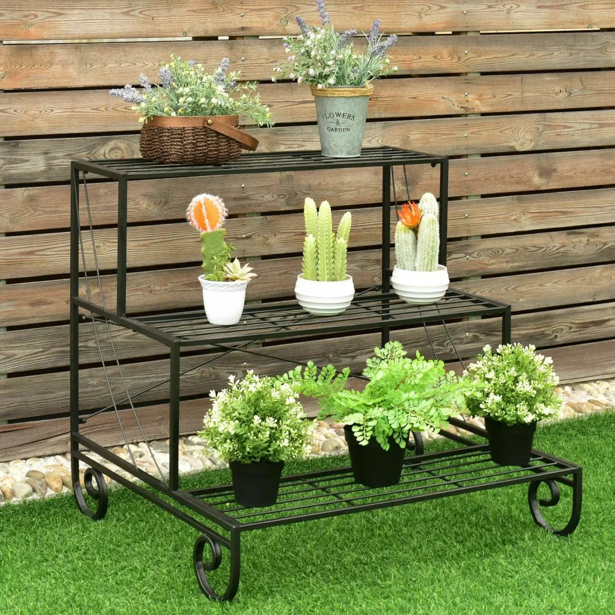 3 Tier Outdoor Metal Garden Planter Holder Shelf by DirectDeals