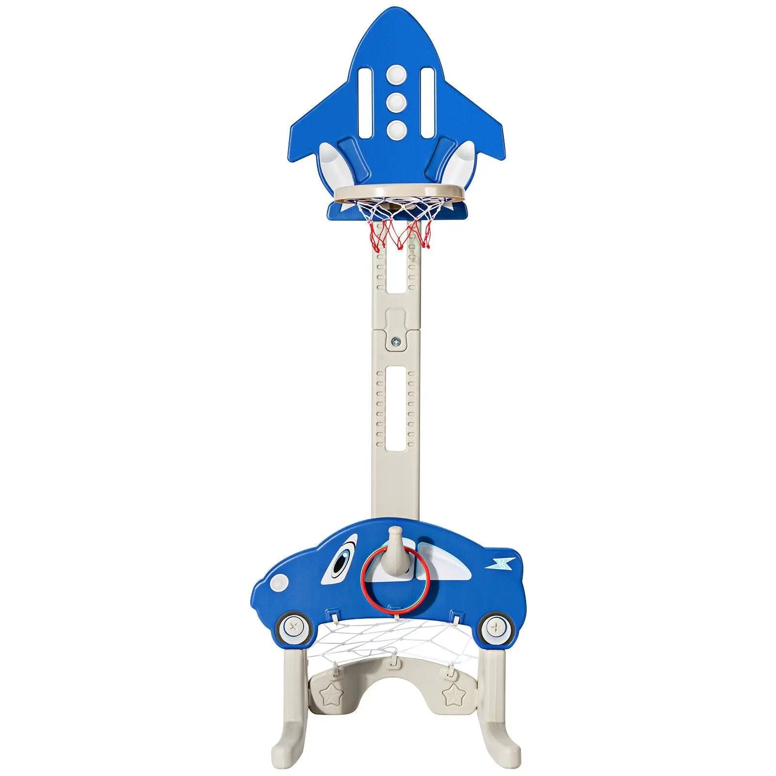 3-in-1 Basketball Hoop for Kids with Balls-Blue by DirectDeals