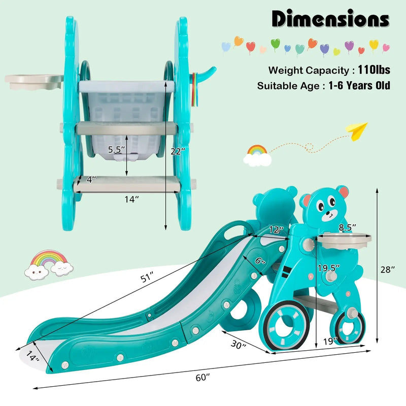 4-in-1 Foldable Baby Slide Toddler Climber Slide PlaySet with Ball by DirectDeals