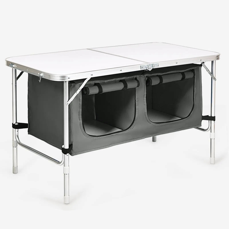 Height Adjustable Folding Camping Table-Gray by DirectDeals