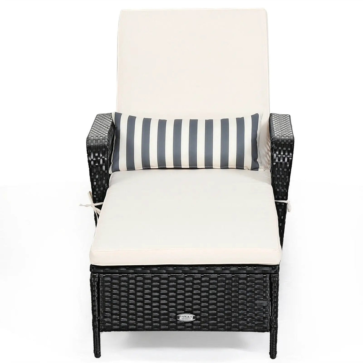 Patio Wicker Chaise Lounge Chair with Pillow and Adjustable Backrest with Cushion-Black, photo 11 of 16