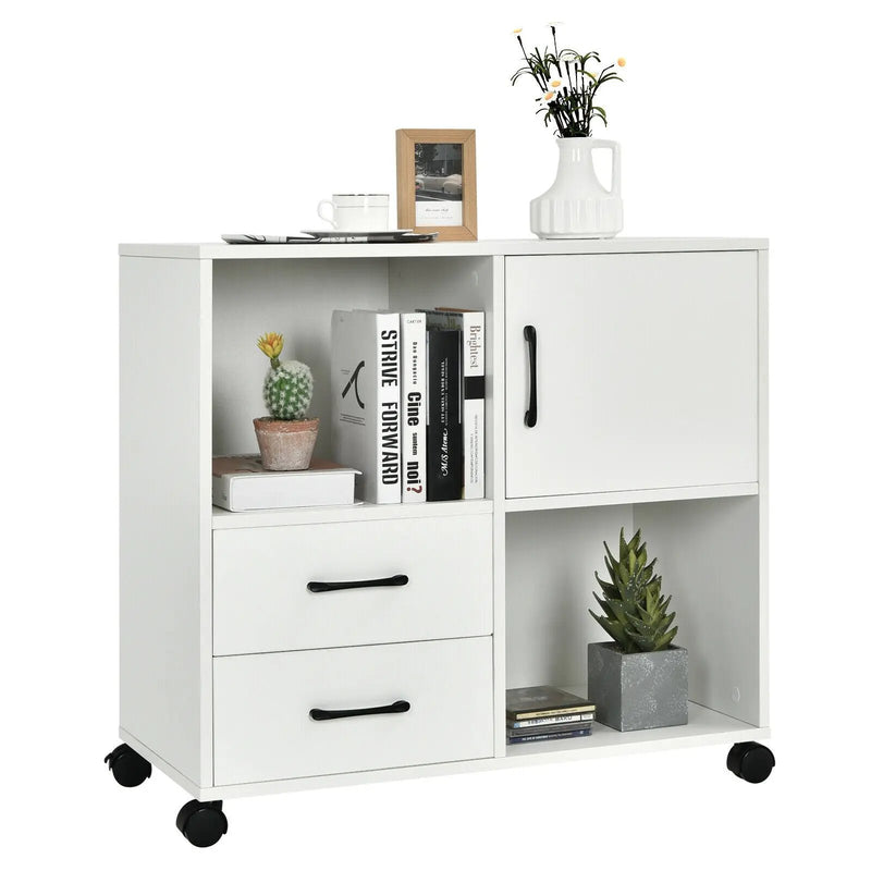 Mobile File Cabinet with Lateral Printer Stand and Storage Shelves by DirectDeals