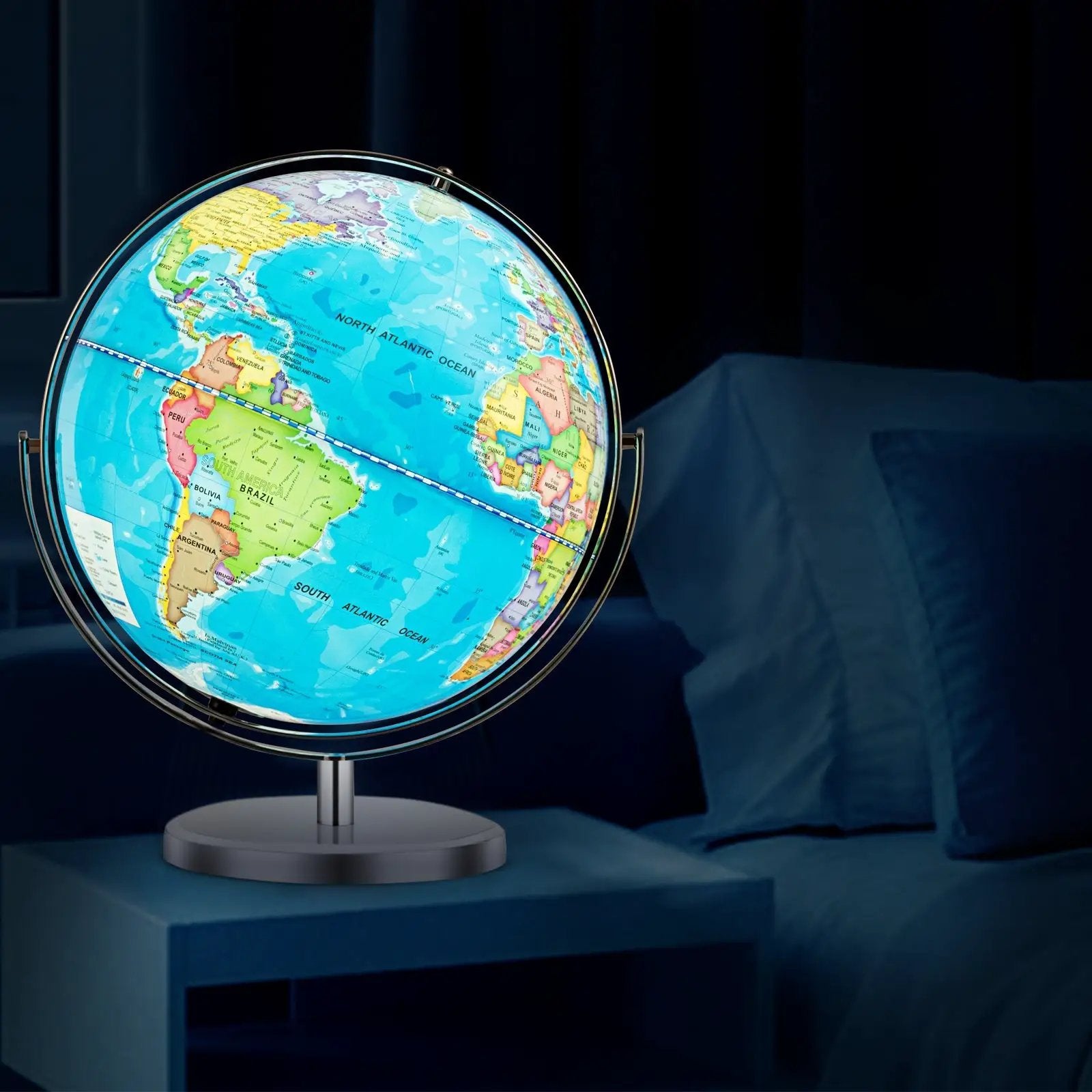 13 Inch Illuminated World Globe 720° Rotating Map with LED Light by DirectDeals