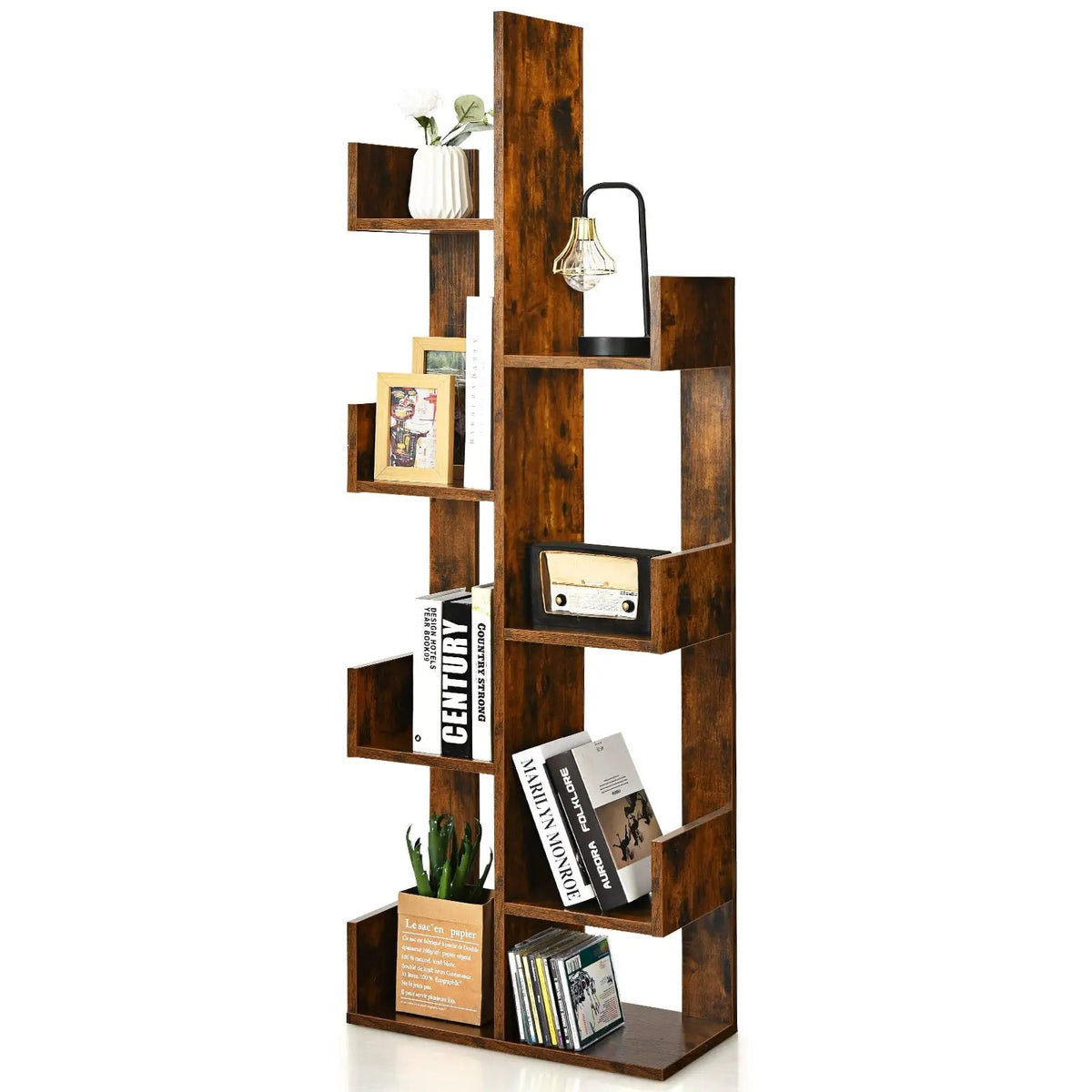 8-Tier Bookshelf Bookcase with 8 Open Compartments Space-Saving Storage Rack, photo 9 of 10