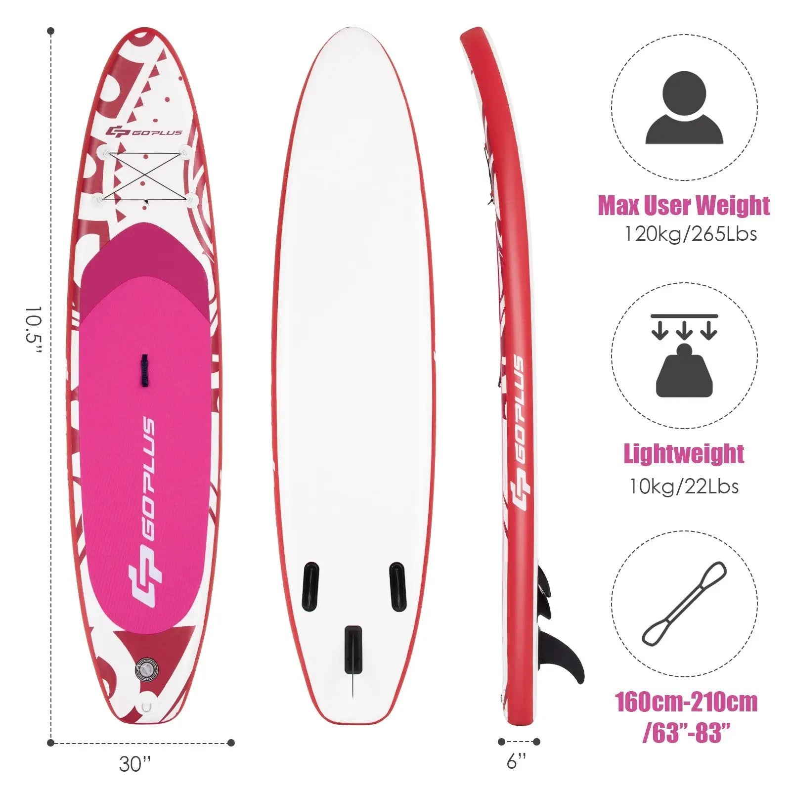 10.6 Feet Inflatable Adjustable Paddle Board with Carry Bag by DirectDeals