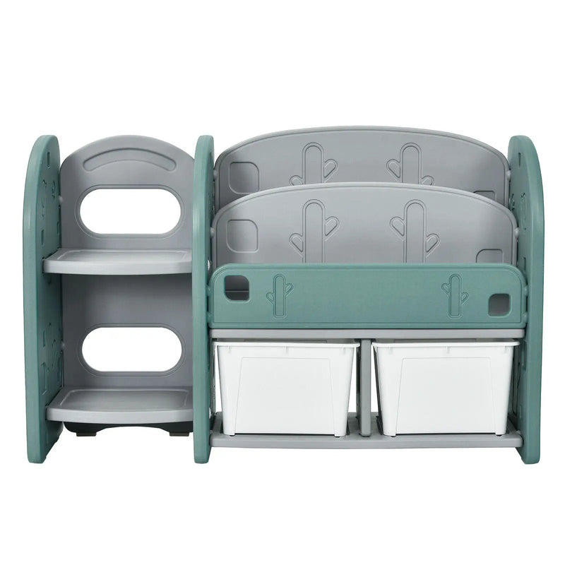 Kids Toy Storage Organizer with 2-Tier Bookshelf and Plastic Bins by DirectDeals